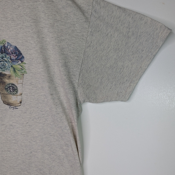 Unisex Starbucks Succulents Gray XL Tshirt Coffee Lover Plants Distressed - Picture 5 of 10